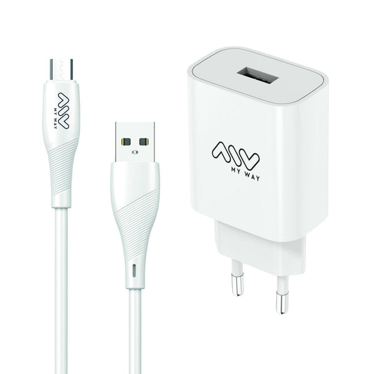 Wall Charger + USB A to USB-C Cable Myway White 12 W