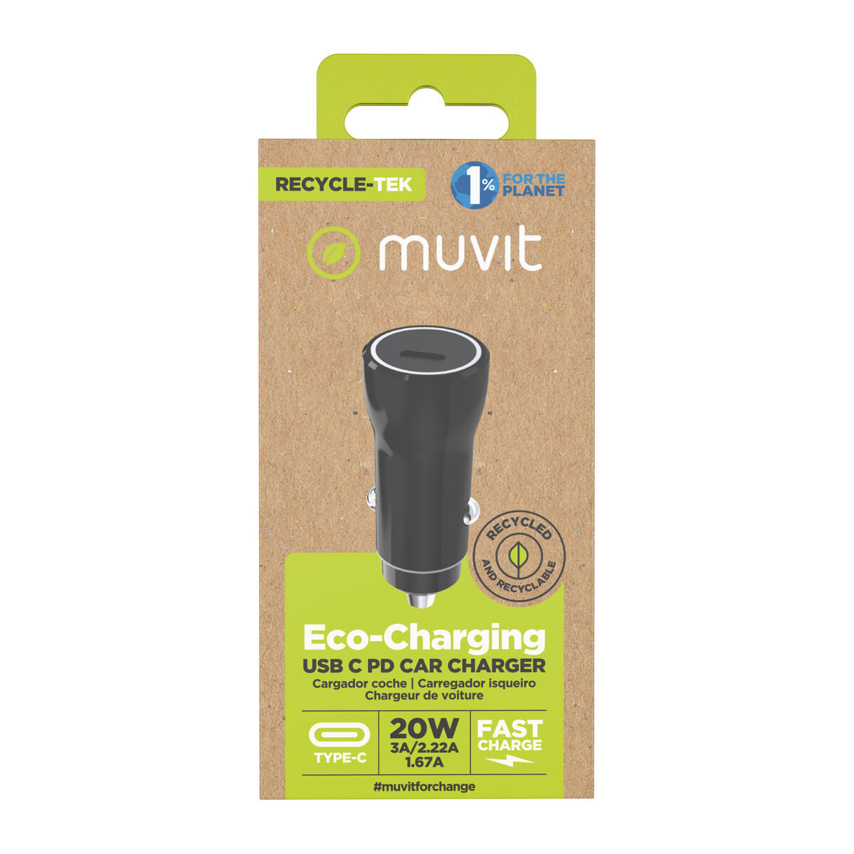 Car Charger Muvit for Change Black 20 W