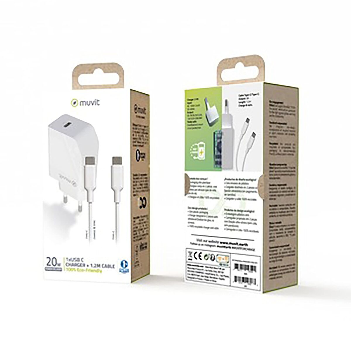 Wall Charger + USB-C Cable Muvit White 20 W