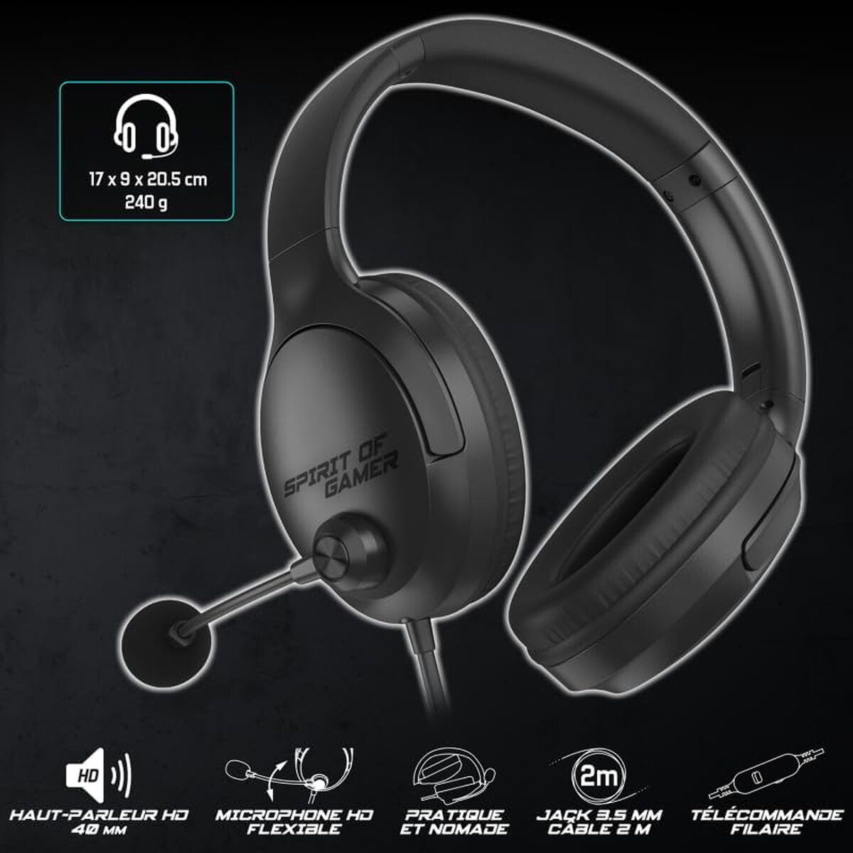 Headphones with Microphone Spirit of Gamer Pro H4 Black