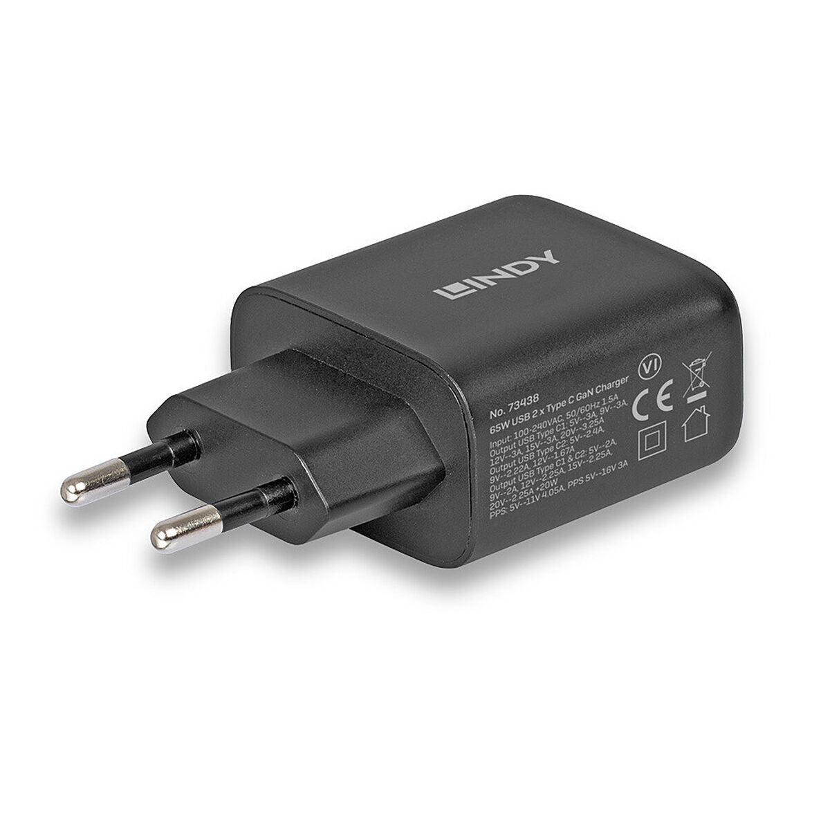 Wall Charger LINDY 73438 Black 65 W