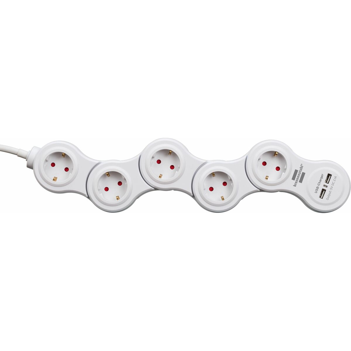 Power Socket - 5 sockets with Switch Brennenstuhl Vario-Power White 3600 W USB x 2 (1,4 m)