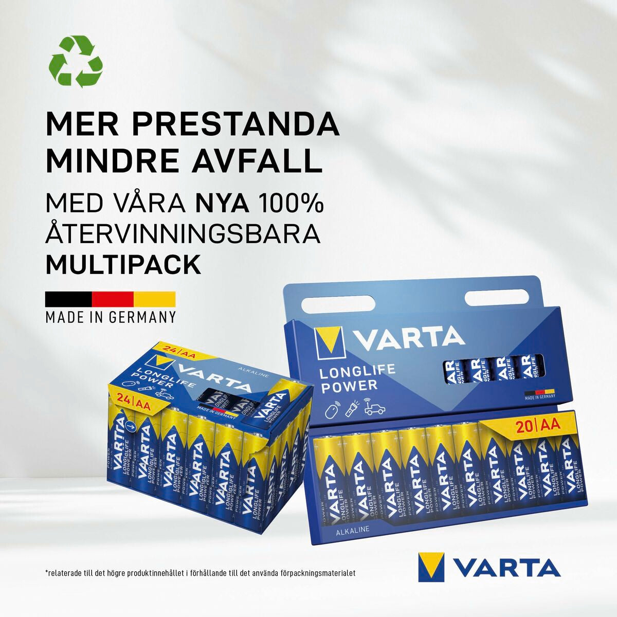 Batteries Varta alkalina longlife power aa - lr06 1,5 V AA LR06 (24 Pieces) (24 Units)