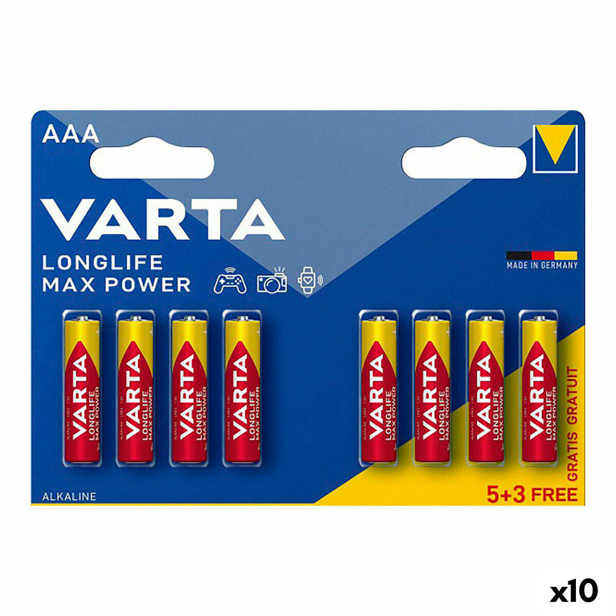 Batteries Varta longlife max power aaa - lr03 1,5 V AAA (8 Pieces) (10 Units)