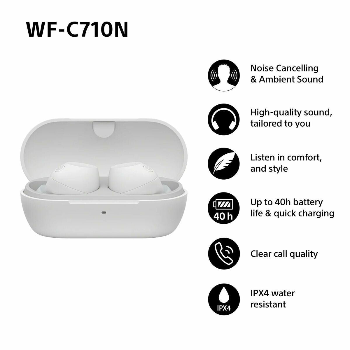 Wireless Earphones with Charging Case Sony WFC710NW BLANCO White
