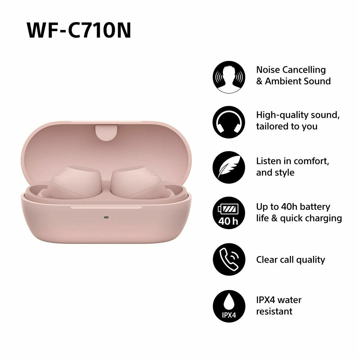 Headphones Sony WFC710NP.CE7 Pink