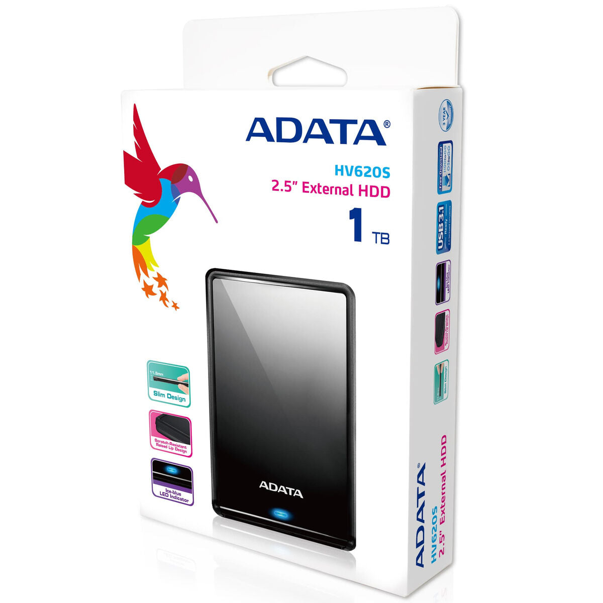 External Hard Drive Adata HV620S Black 1 TB