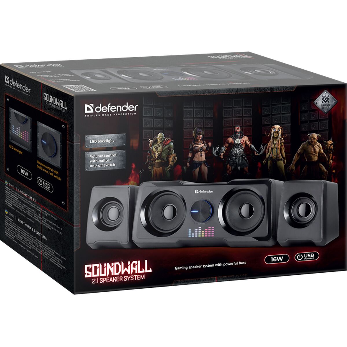 PC Speakers Defender SOUNDWALL 2.1 65214 Black