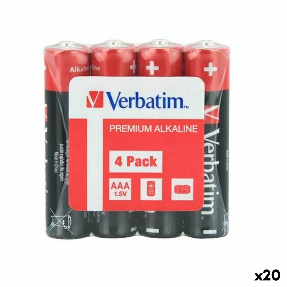 LR03 Alkaline Batteries Verbatim Premium 1,5 V AAA 4 Pieces (20 Units)