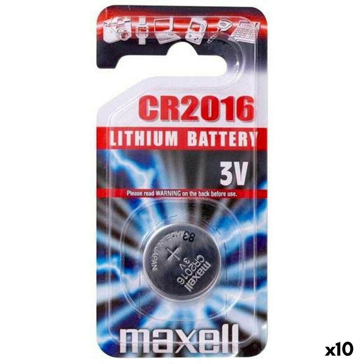 Lithium Button Cell Battery Maxell 3 V (10 Units)