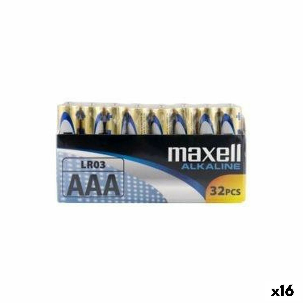 LR03 Alkaline Batteries Maxell AAA (32 Pieces) (16 Units)