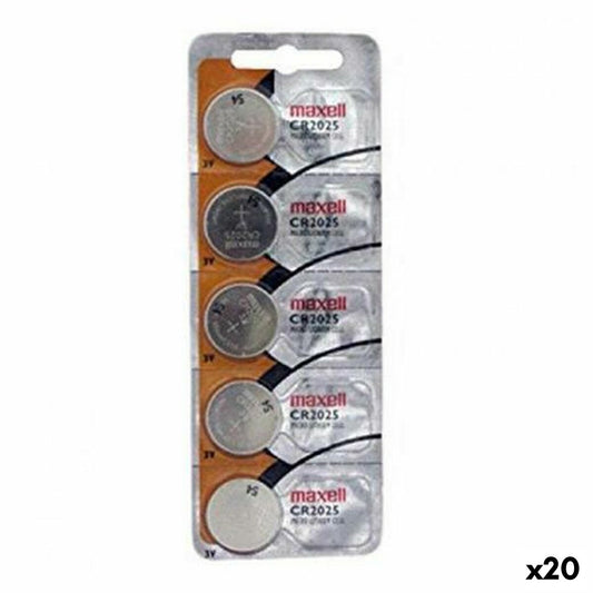 Lithium Button Batteries Maxell 3 V CR2025 (5 Pieces) (20 Units)