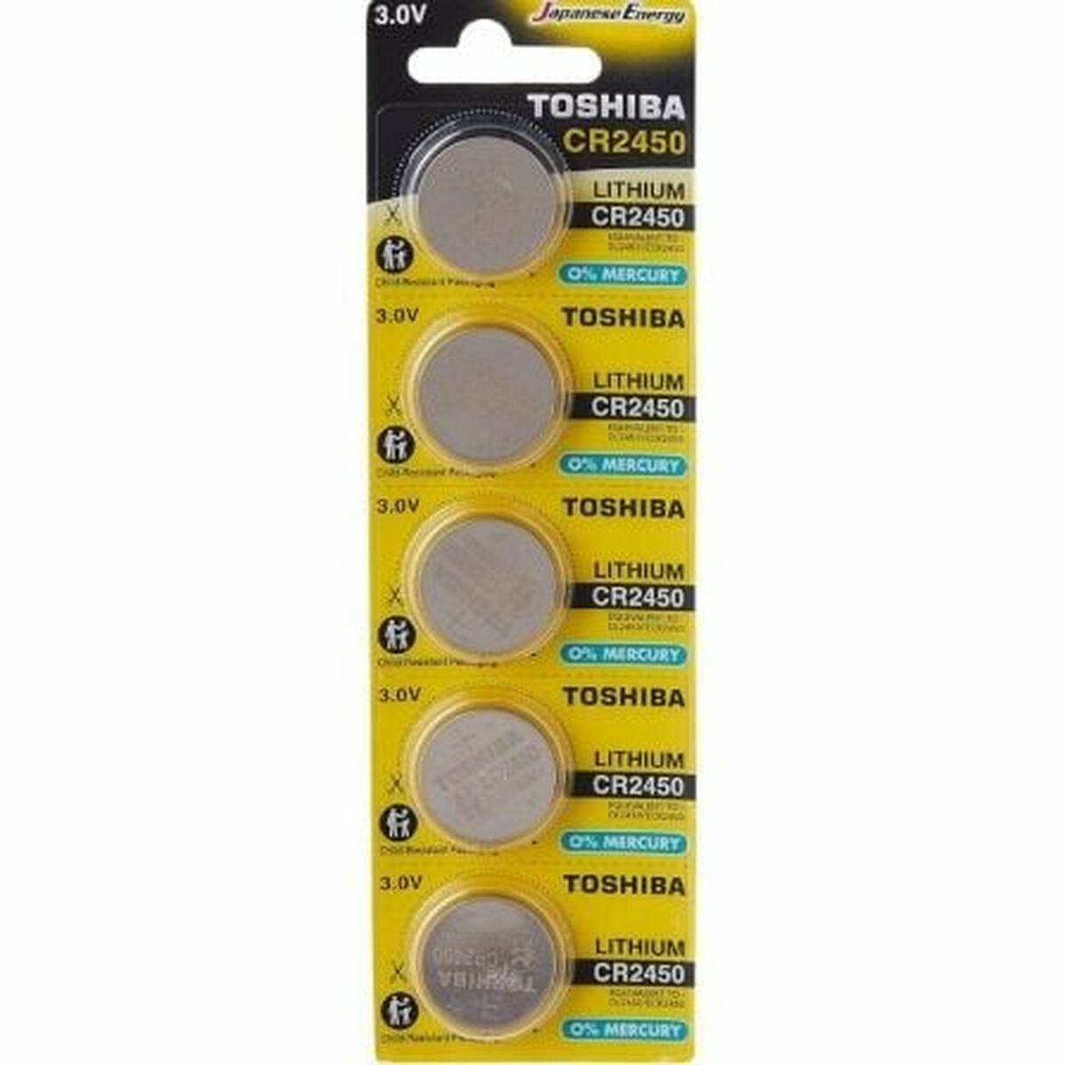 Alkaline Button Cell Batteries Toshiba CR2450-PW-BP-5 3 V