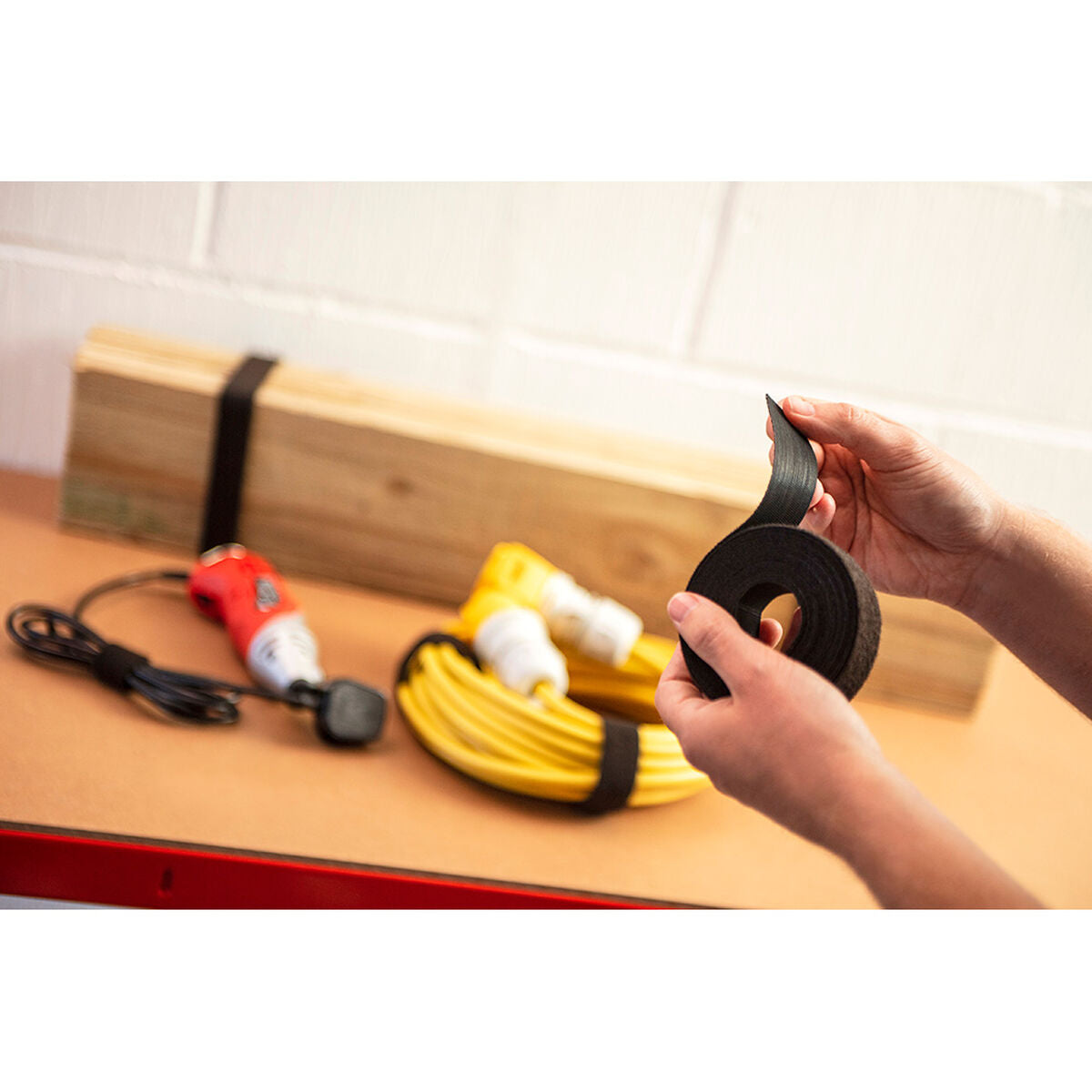 Cable holder Velcro one-wrap Black 10 mm x 5 m