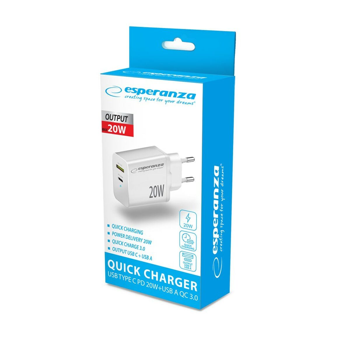 Wall Charger Esperanza EZC105W White 20 W