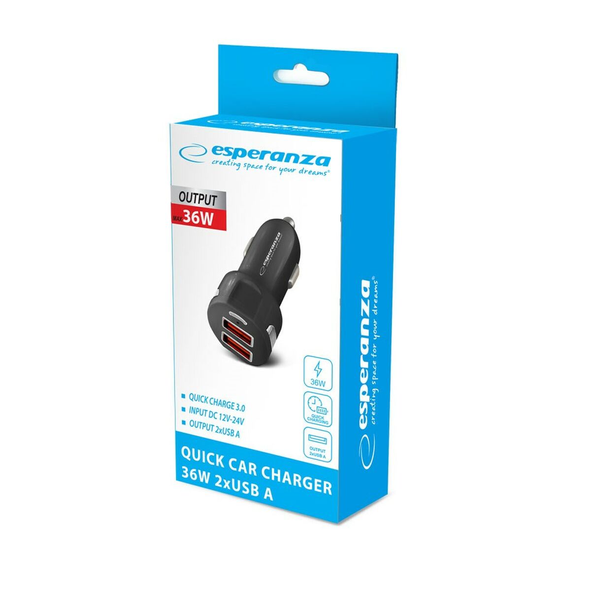 Car Charger Esperanza EZC110K Black 36 W