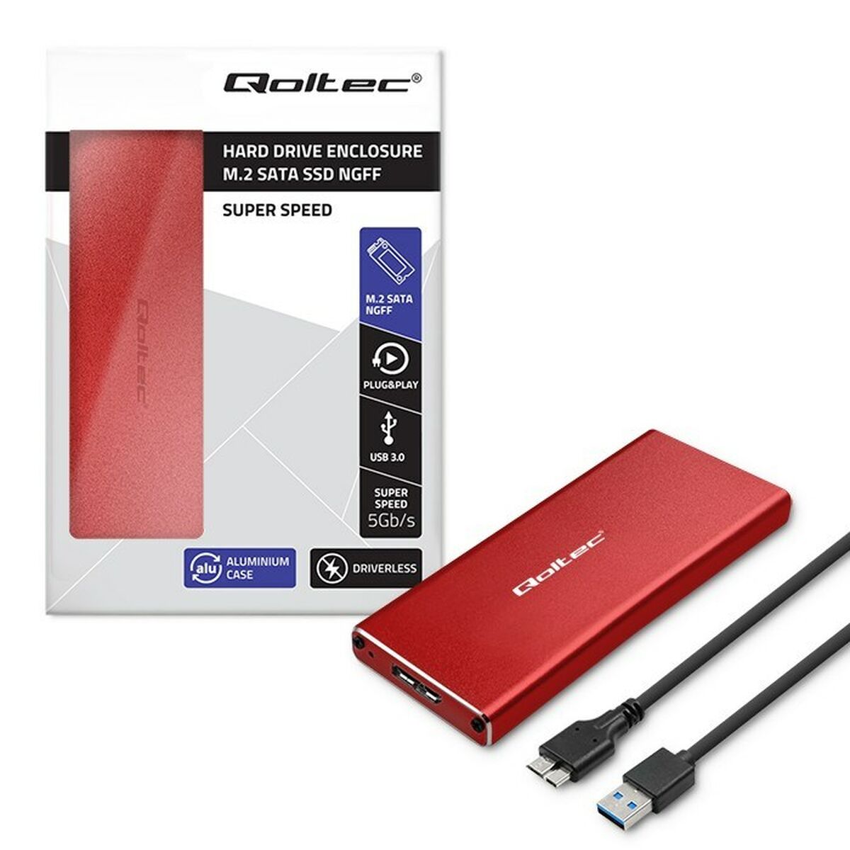 External Box Qoltec 51831 Red