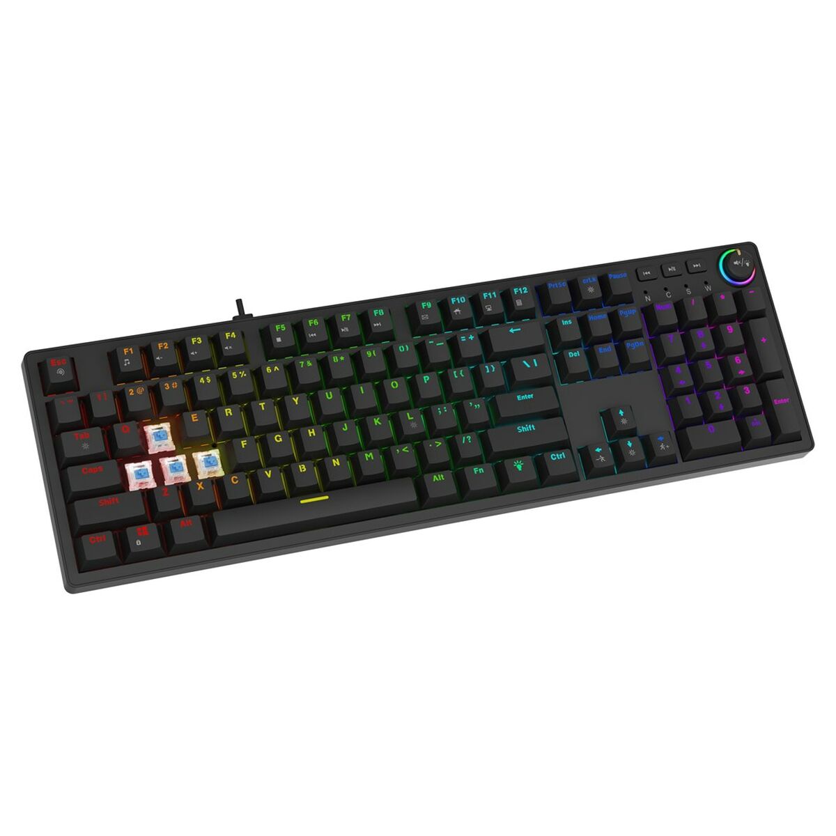 Keyboard Savio STYX BROWN Black Multicolour Qwerty US QZERTY
