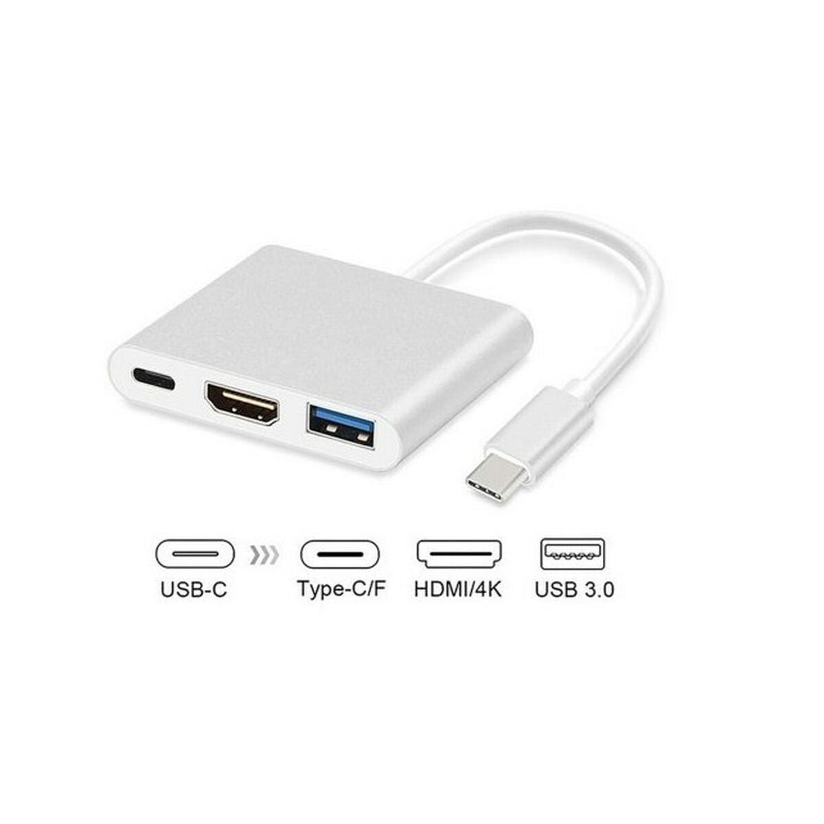 3-Port USB-C Hub MacLean MCTV-840 Silver