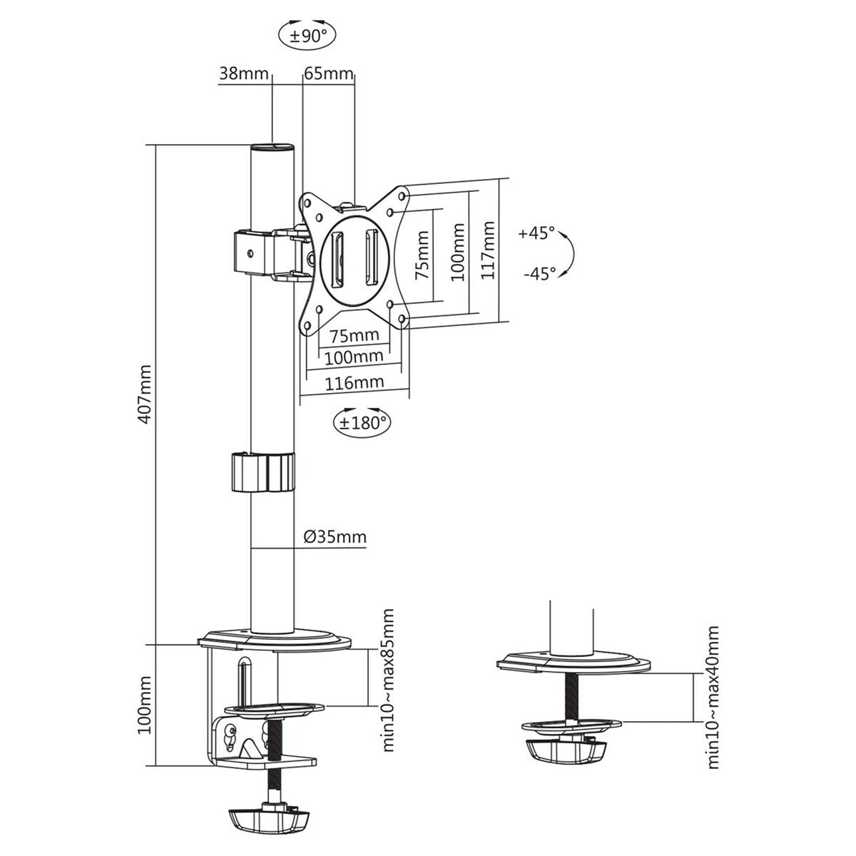 Screen Table Support MacLean MC-751N 17" 32"