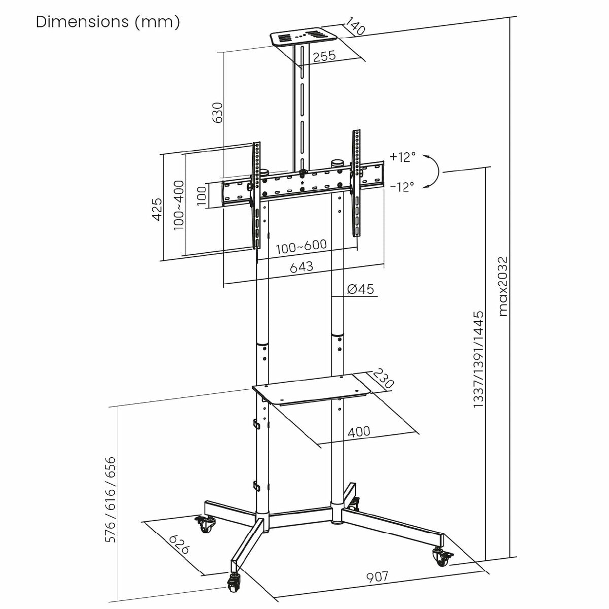 Screen Table Support MacLean MC-113 B 70"