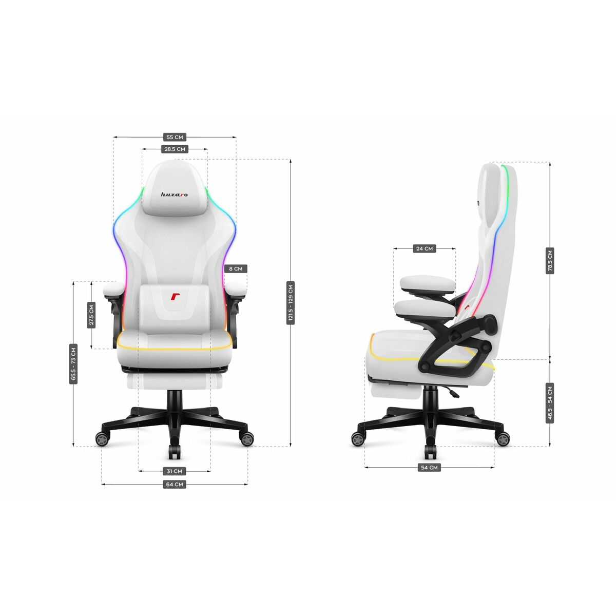 Gaming Chair Huzaro HZ-FORCE 4.6 RGB WHITE MESH