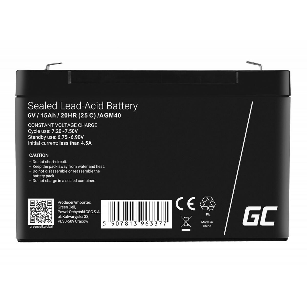 Battery for Uninterruptible Power Supply System UPS Green Cell AGM40 14000 mAh 6 V