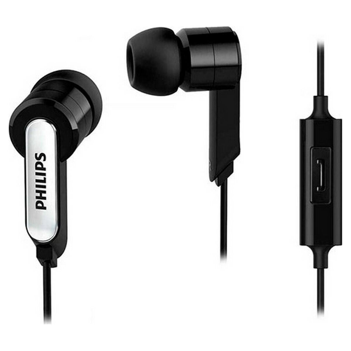 Headphones with Microphone Philips SHE1405BK/10 Black Silicone