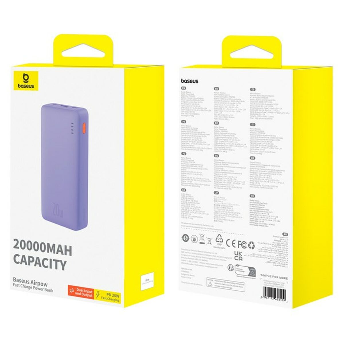 Powerbank Baseus P10022804513-00 Purple 20000 mAh 74 WH