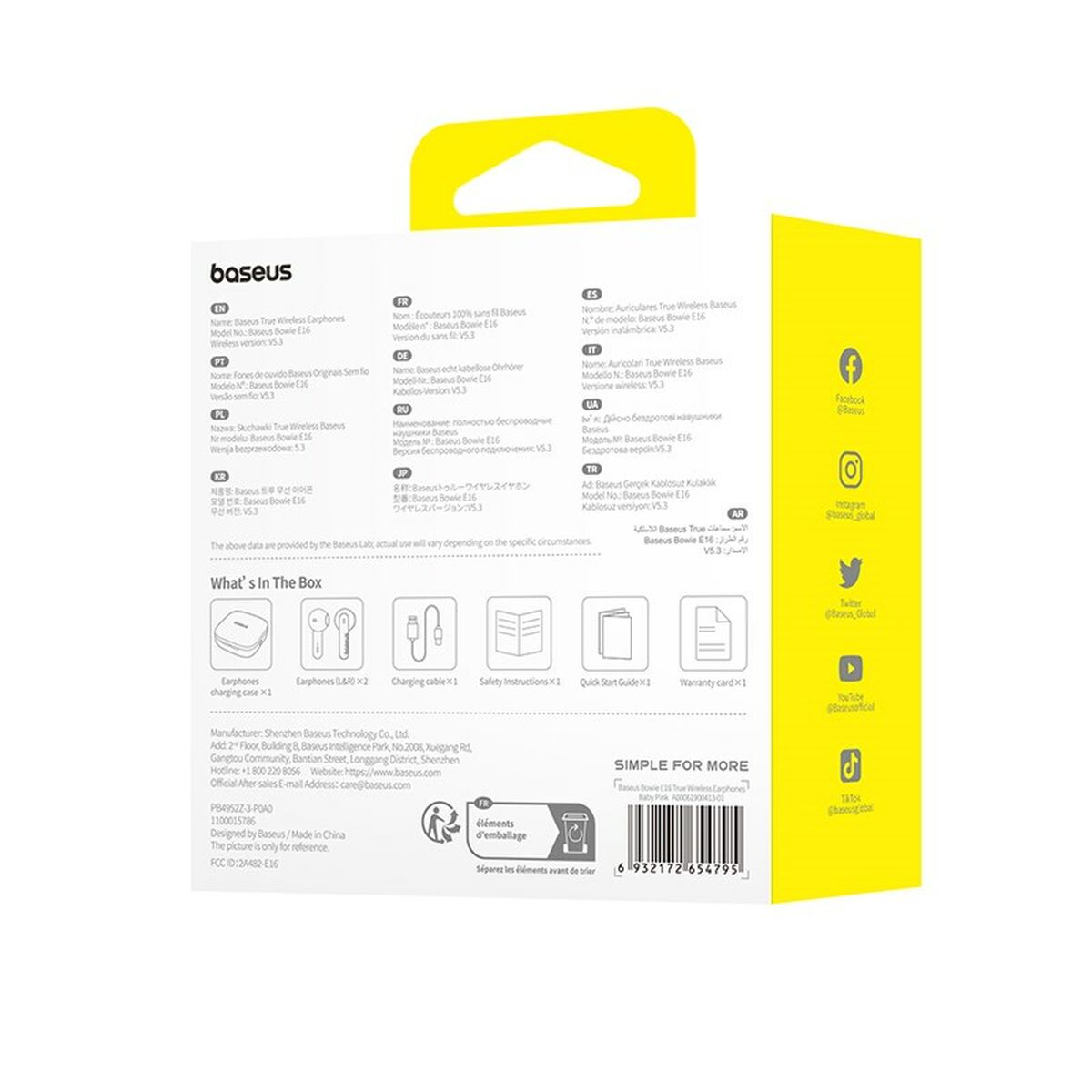 Wireless Earphones with Charging Case Baseus Bowie E16 Pink