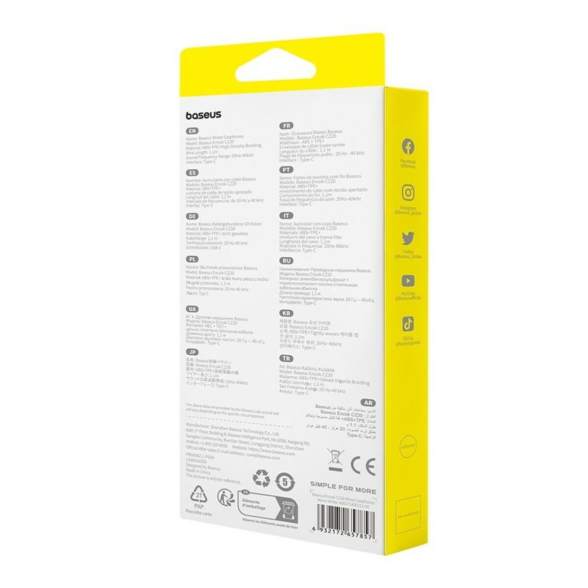 Headphones with Microphone Baseus Encok CZ20 White Black