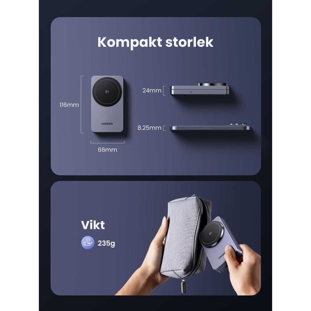 Powerbank Ugreen 45023 Grey 2-in-1