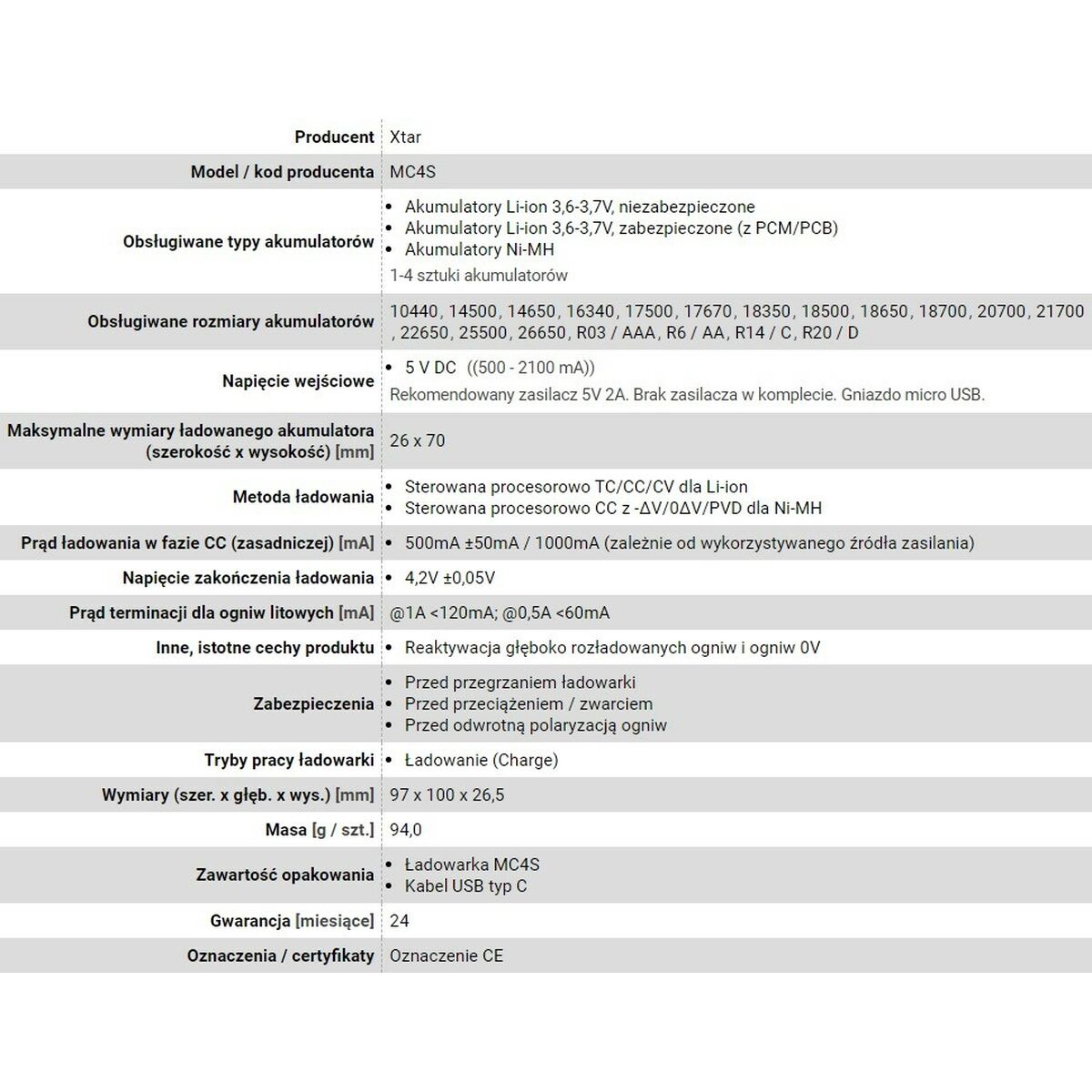 Battery charger Xtar MC4S