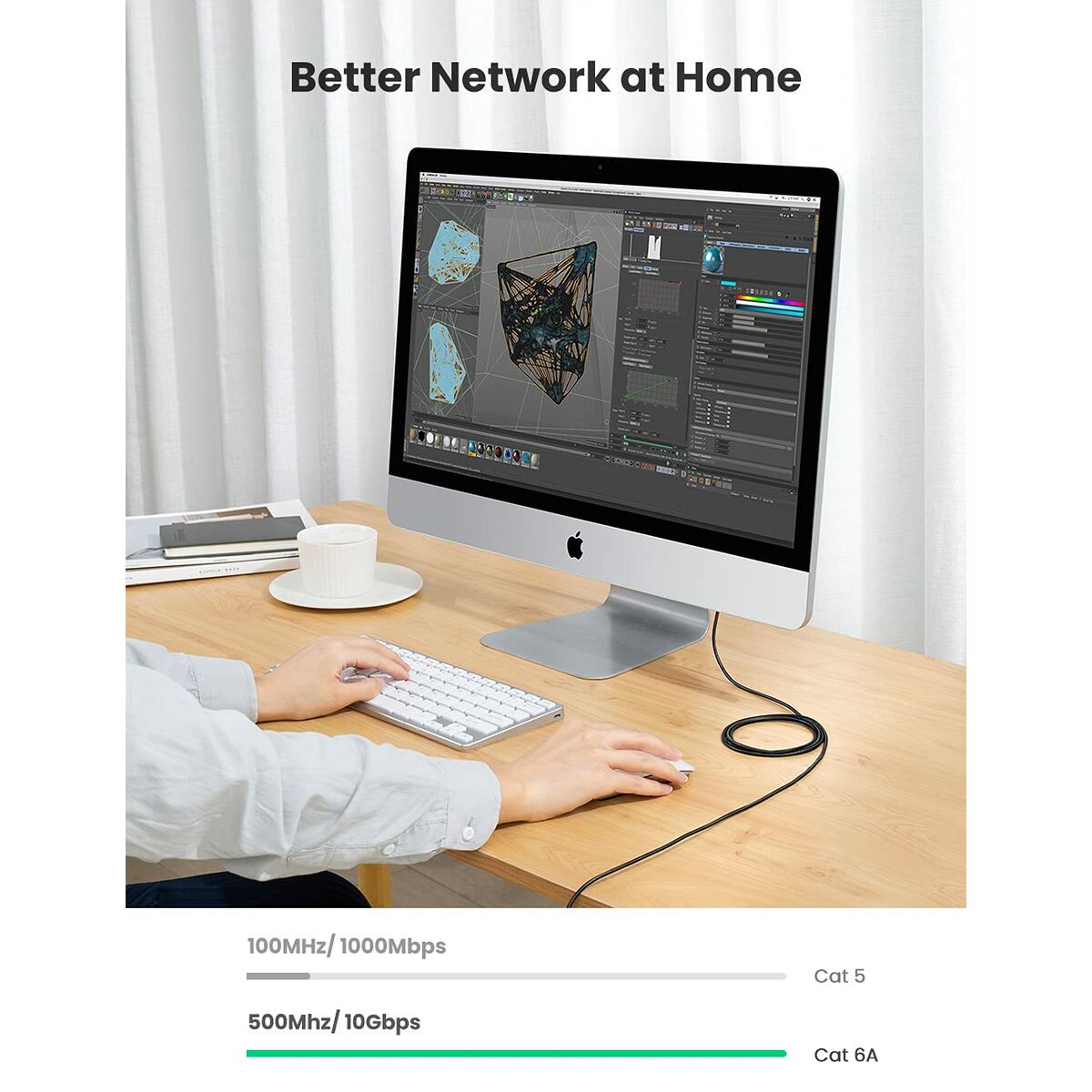 UTP Category 6 Rigid Network Cable Ugreen 70653 Black 3 m