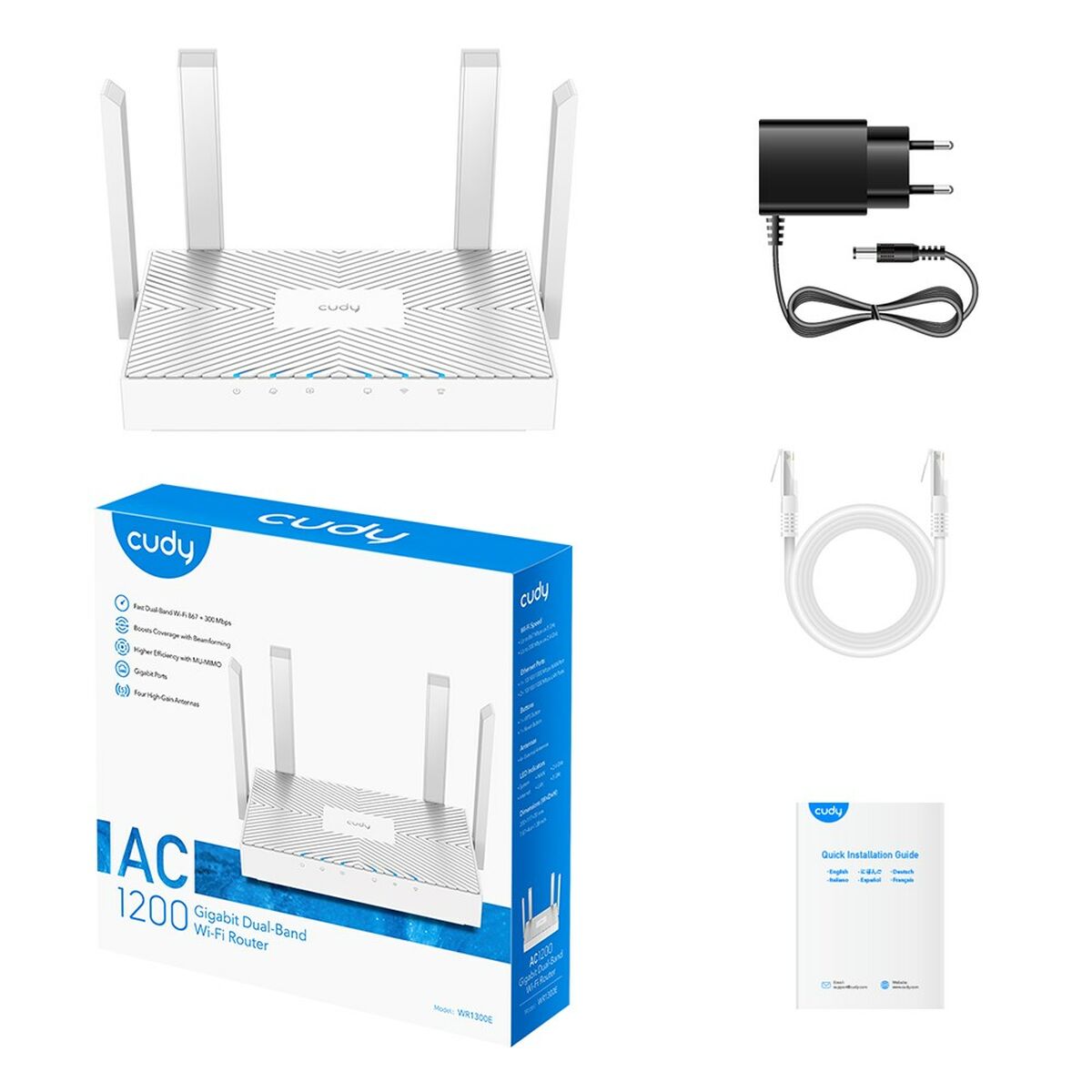 Router Cudy WR1300E White RJ45 Ethernet LAN Wi-Fi