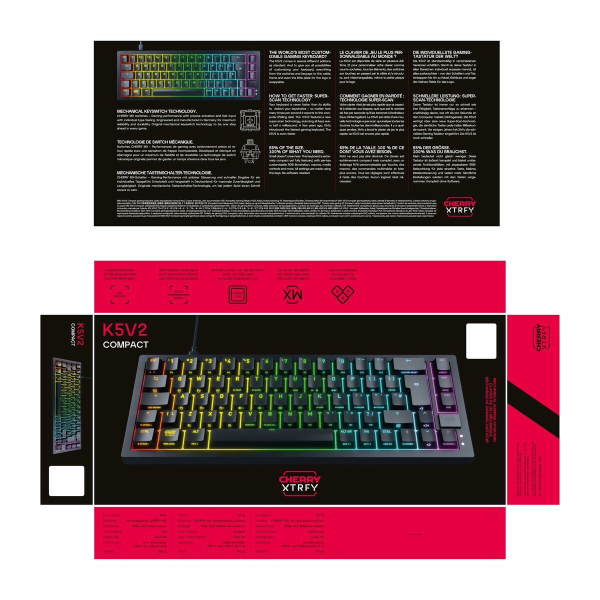 Keyboard and Mouse Cherry CXK5V2RGBCPTBLACKRFR