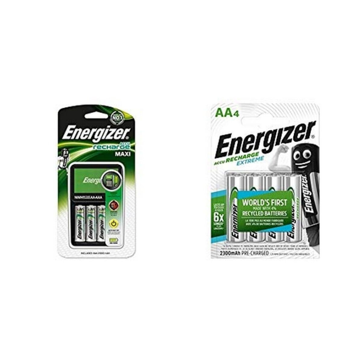 Charger + Rechargeable Batteries Energizer Maxi Charger AA AAA HR6 (4 Units)