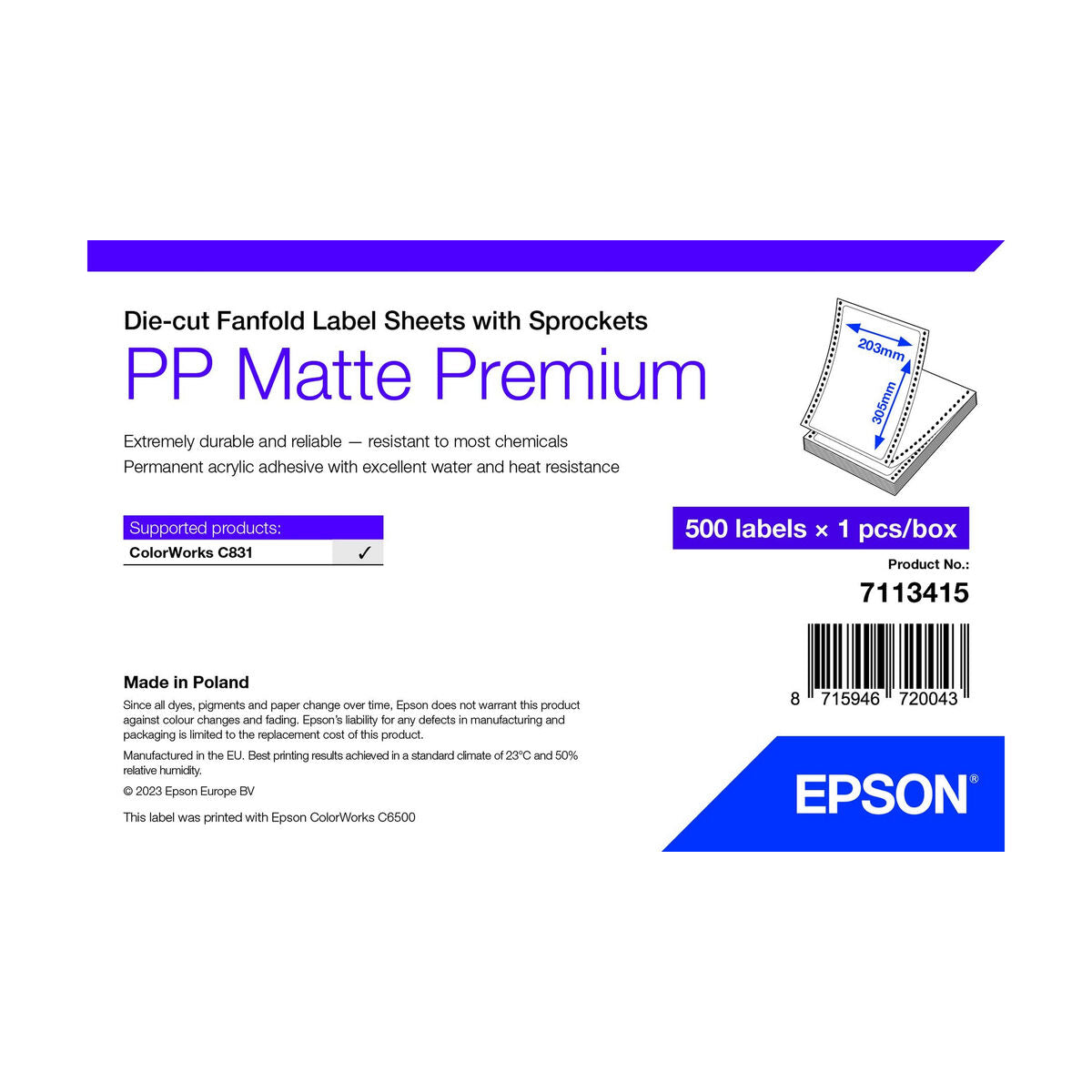 Printer Paper Epson 7113415 White