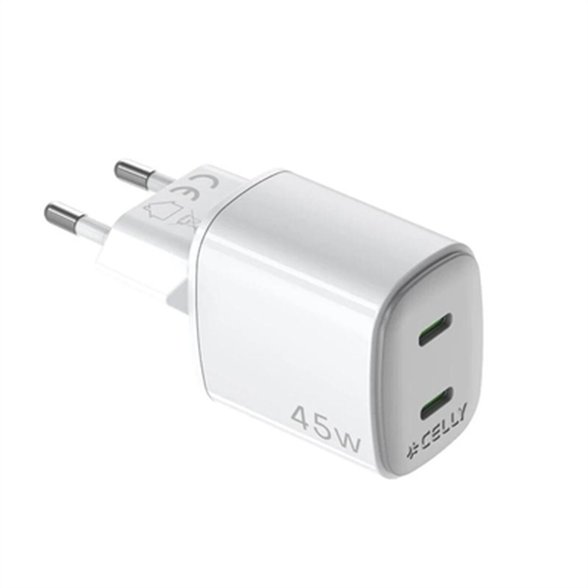 Wall Charger Celly UPTC2USBC45WWH White