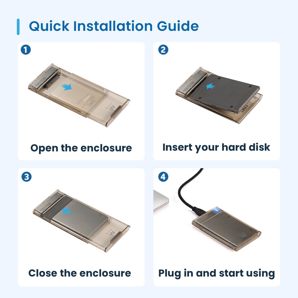 External Hard Drive Ewent EW7069 Transparent 2,5"