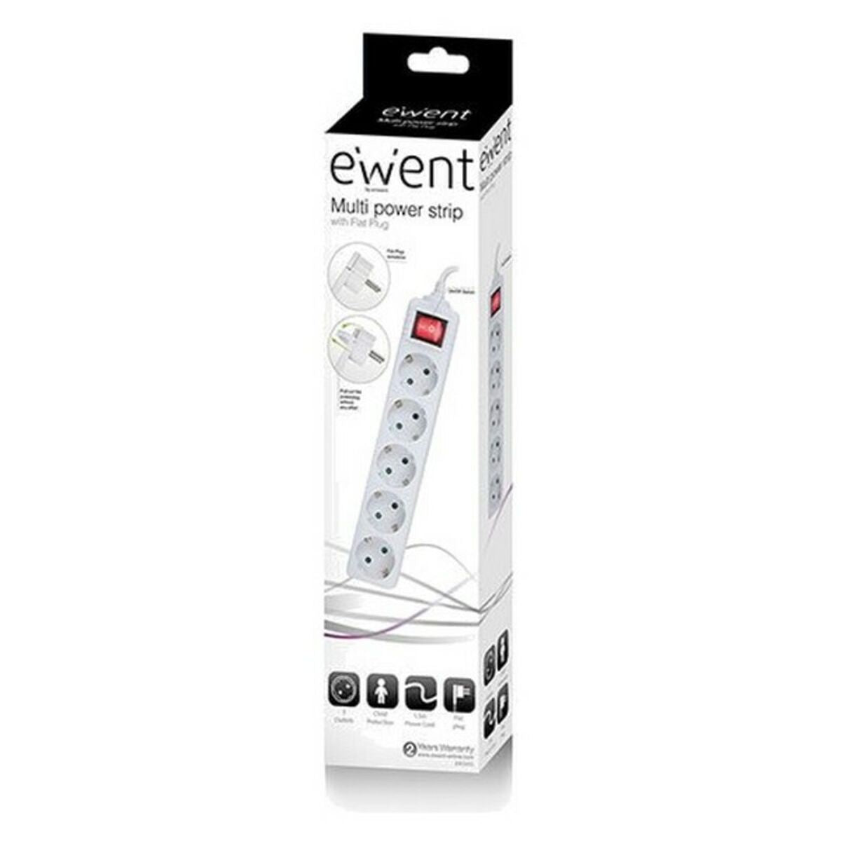 Power Socket - 5 sockets with Switch Ewent EW3955 1,5 m (1,5 m)