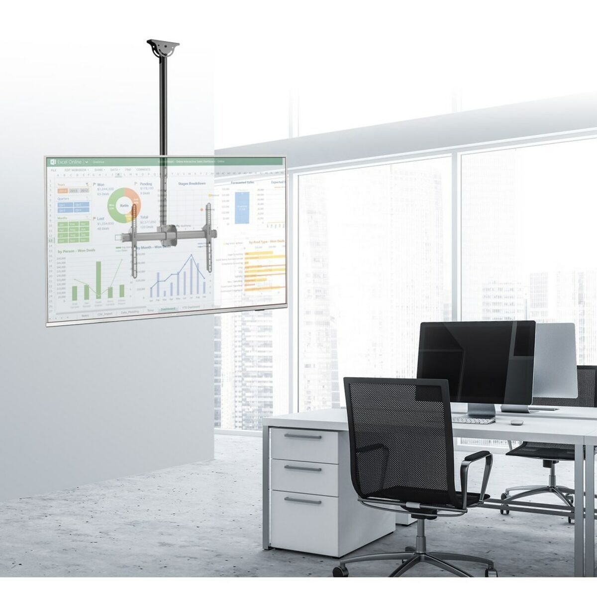 TV Ceiling Support Techly ICA-CPLB 946L 70" 37"