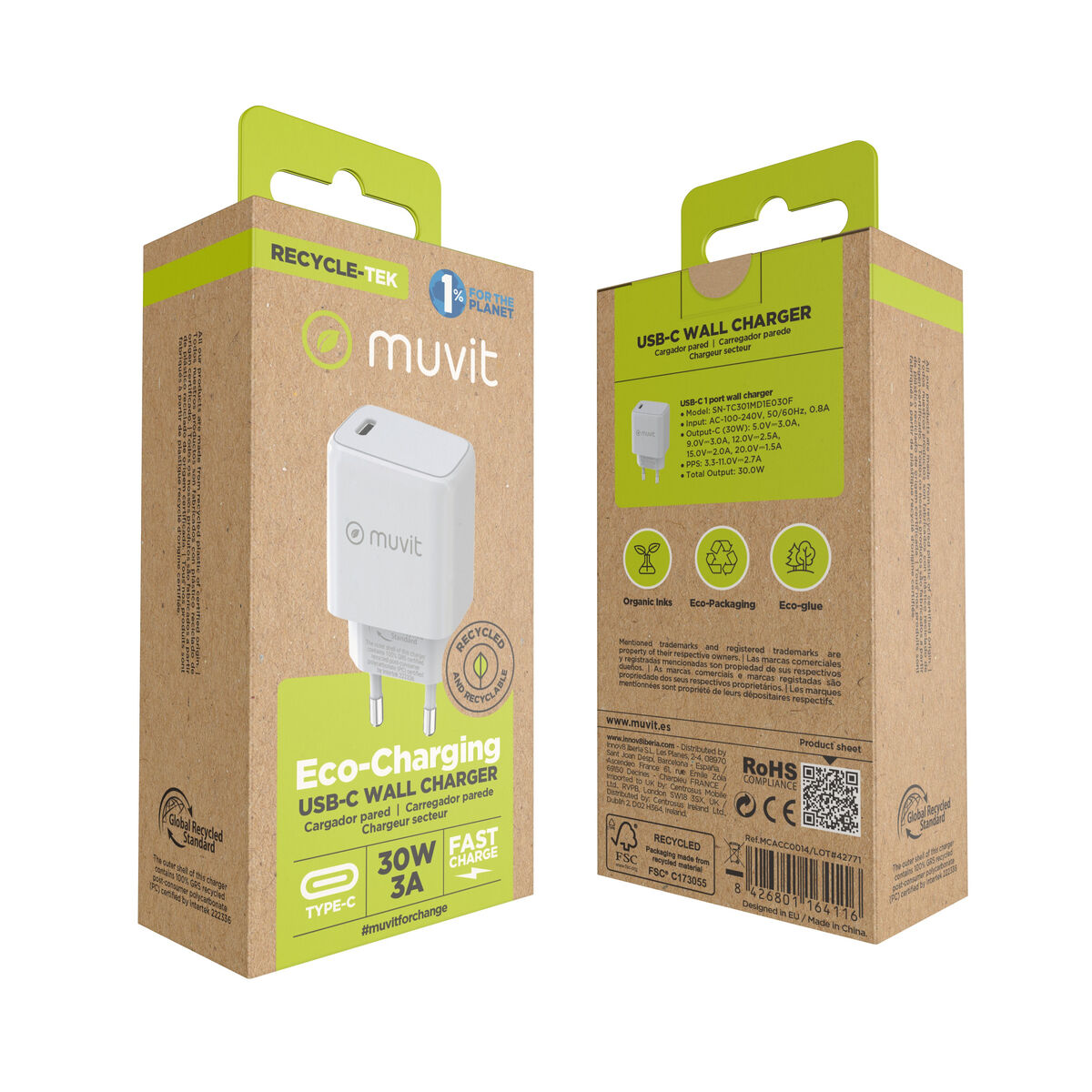 Wall Charger Muvit MCACC0014 White 30 W