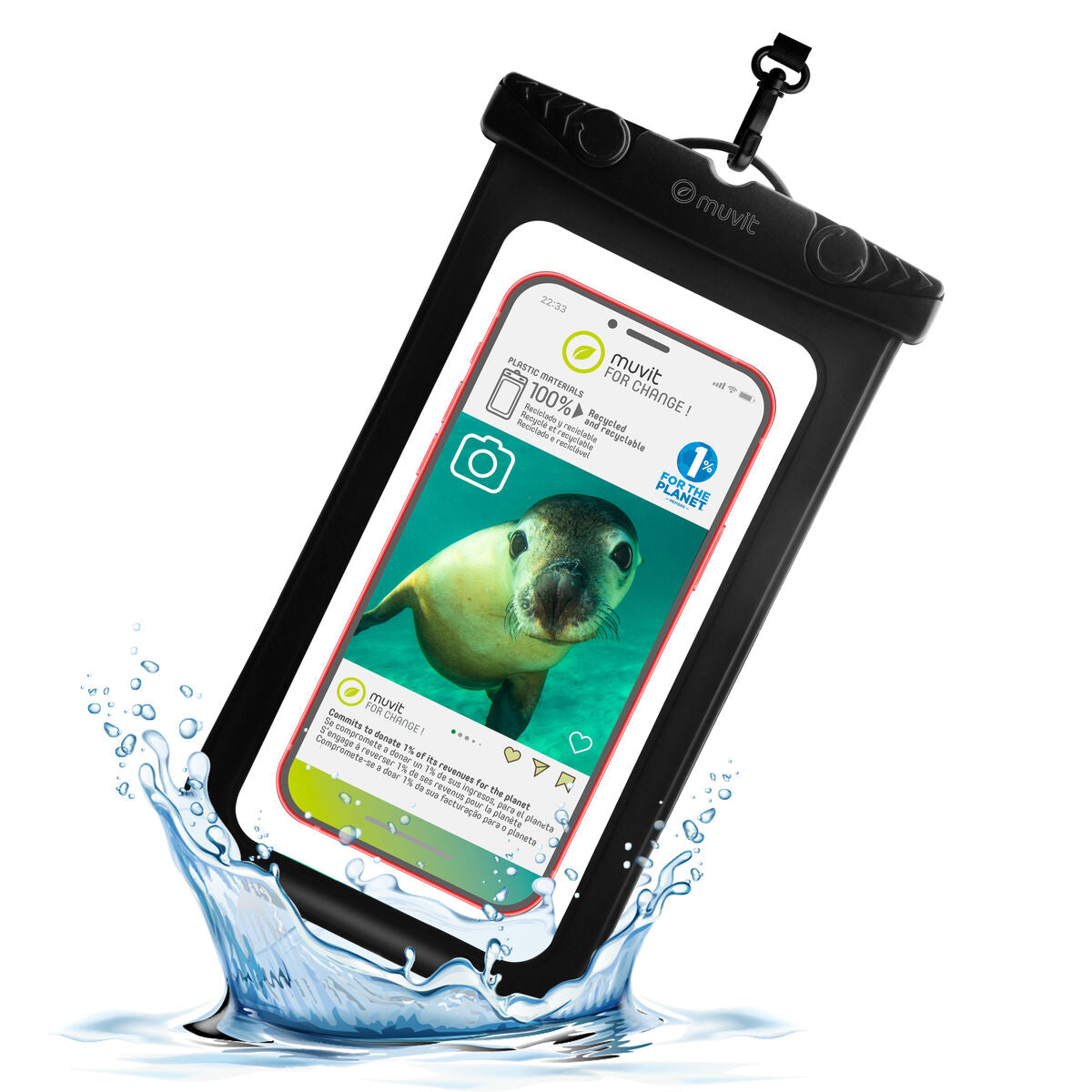 Waterproof case Muvit for Change Black Universal 6,5" (6,5")
