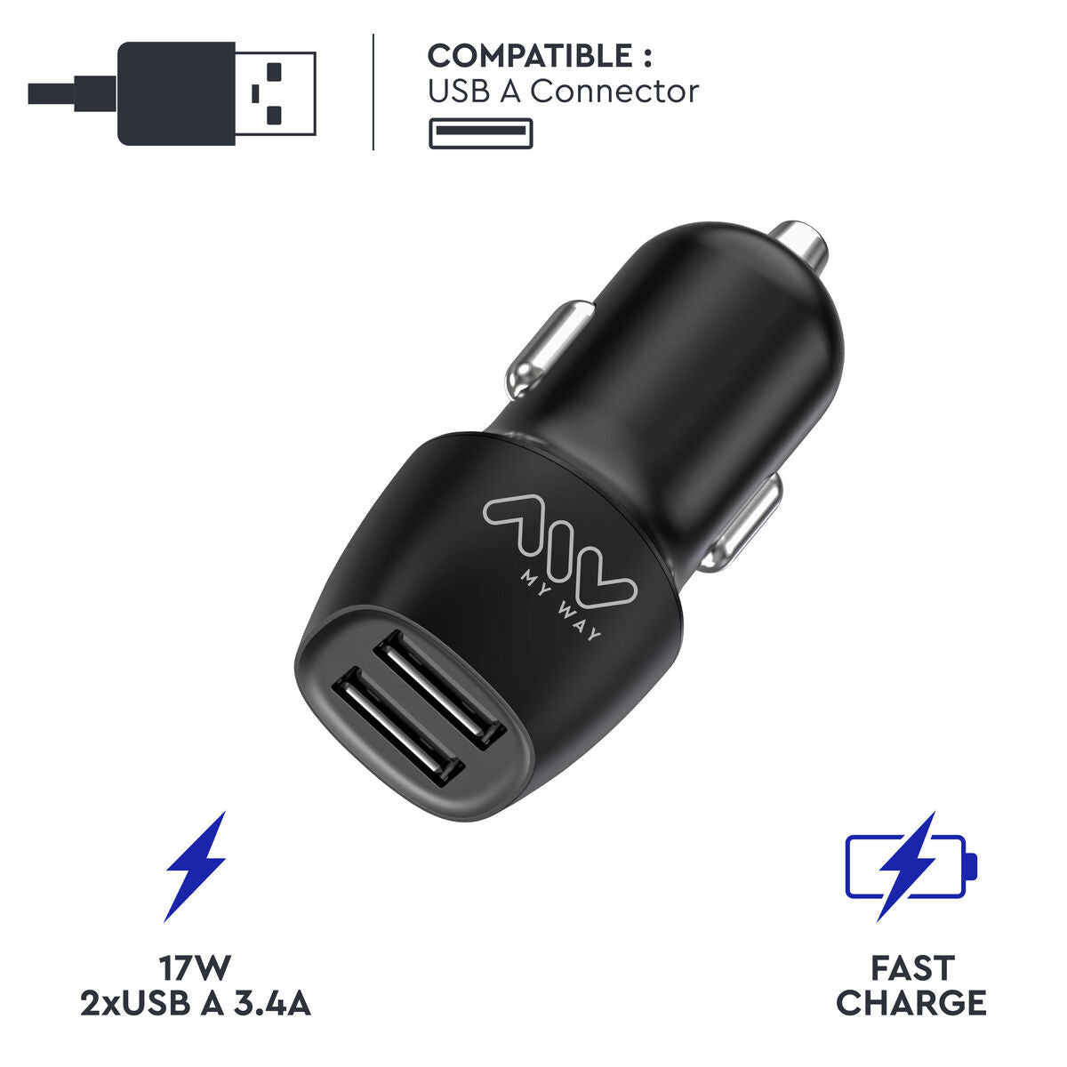 Car Charger Myway Black 15 W