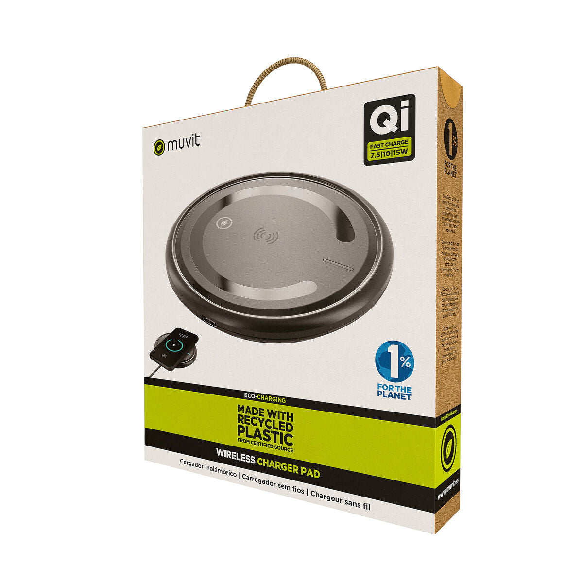 Cordless Charger Muvit for Change W114-R BLACK Black