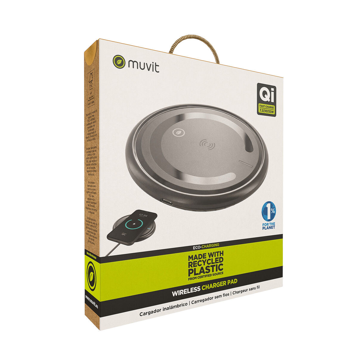 Cordless Charger Muvit for Change W114-R BLACK Black