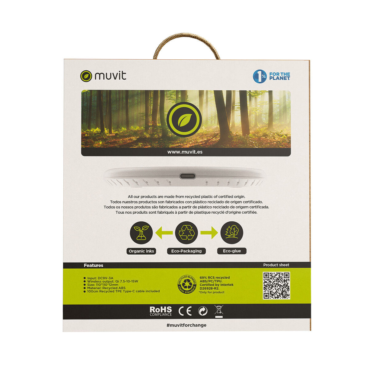 Cordless Charger Muvit for Change W114-R WHITE White