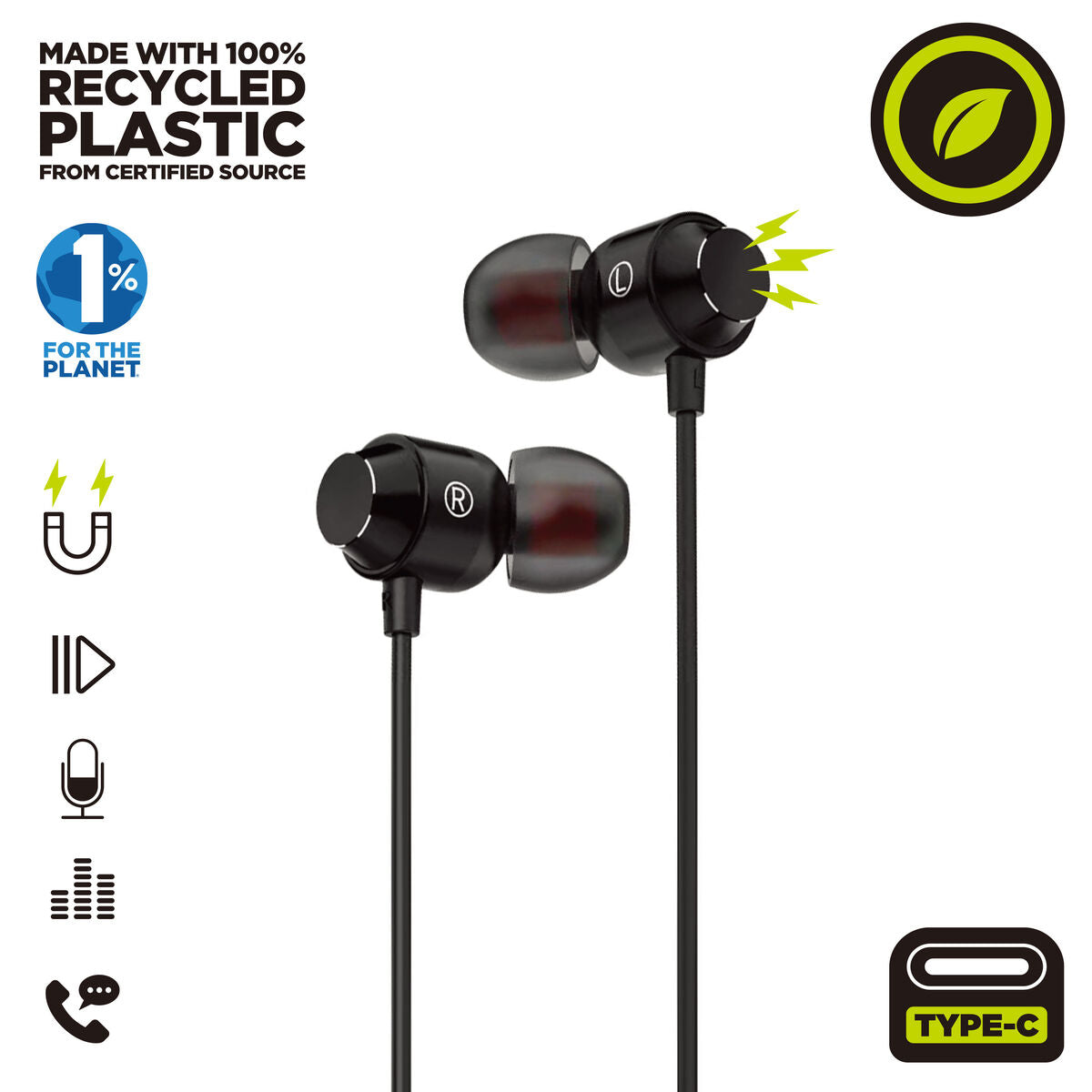 Headphones with Microphone Muvit M32 Black