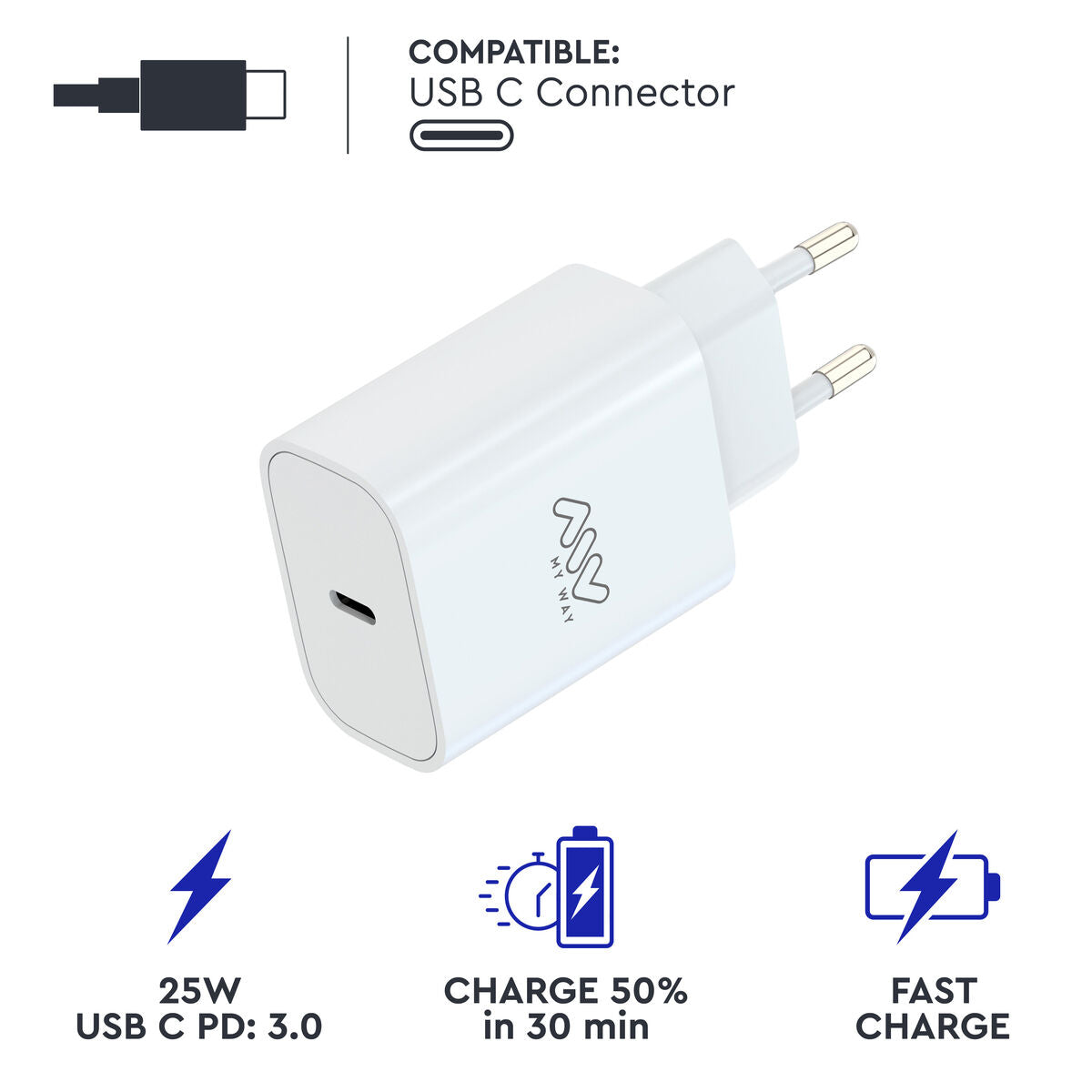 Wall Charger Myway White 25 W